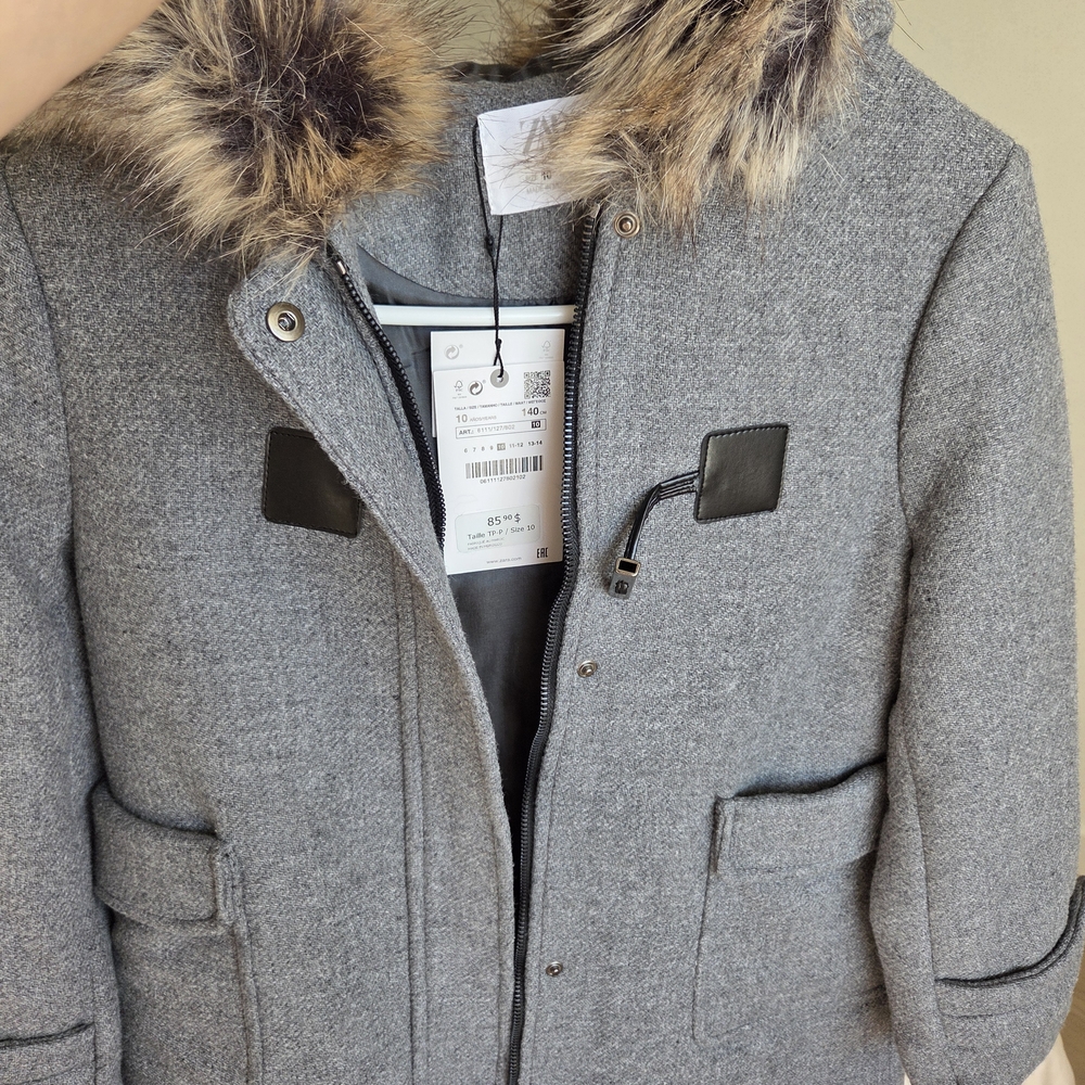 Gray Fur-Trimmed Men's Coat